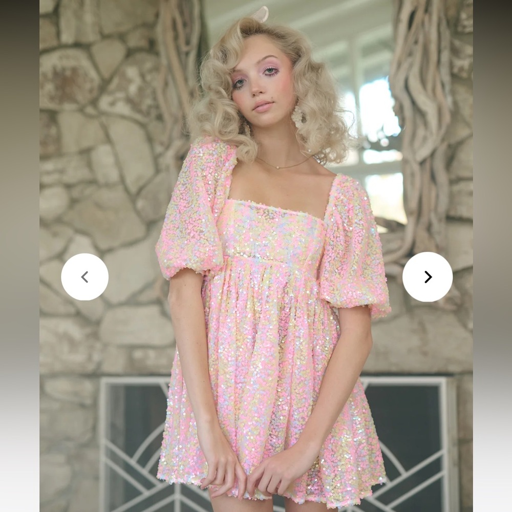 Selkie rainbow sparkle puff dress - Picture 3 of 10